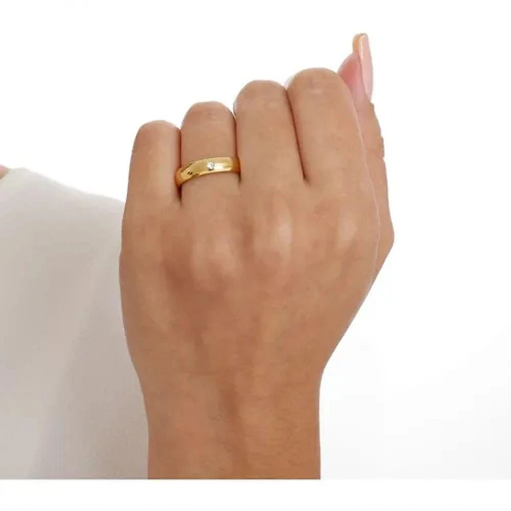 Par De Alianças 6mm Banhada A Ouro 18k Tradicional Com Pedra