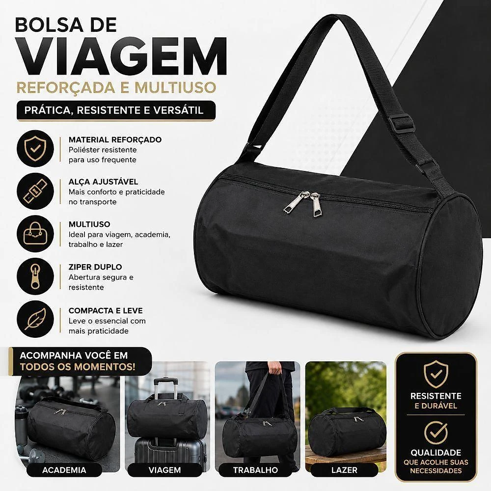 Bolsa Viagem Academia de Ombro Reforcada Ajustavel Mala Poliester Ziper Mala de Bordo Unico Yeet