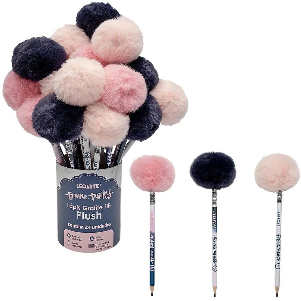 Lápis Grafite Hb com Pompom Bruna Tavares Leoarte Unidade Resina Estampas Licenciadas