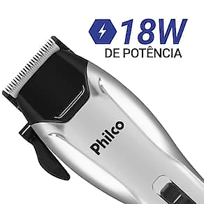Máquina de Cortar Cabelo Philco PCR04 18W 4 Pentes Cerâmica Preto e Cromado 110V
