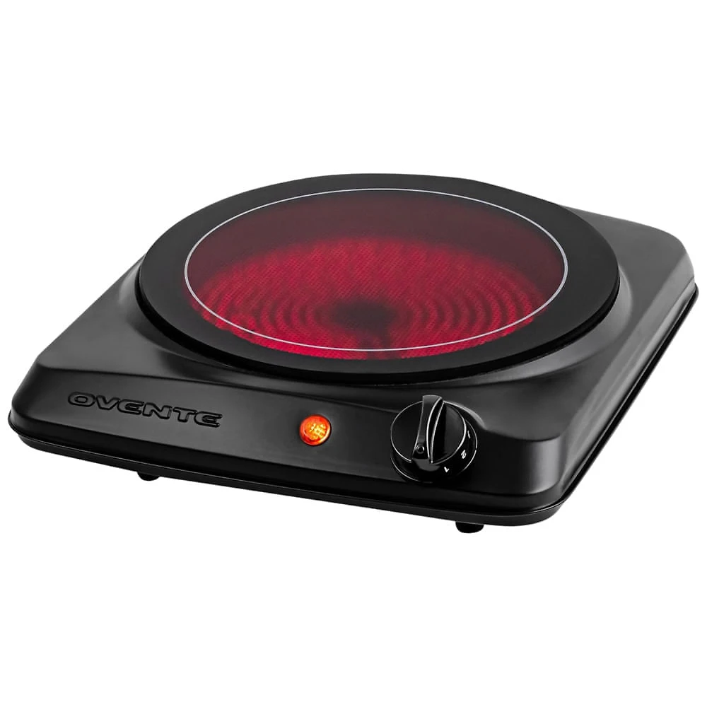 Cooktop Eltrico de Infravermelho Porttil de Vidro Cermico com Queimador nico, 5 Nveis de Temperatura e Fcil de Limpar, 110V 1000W, OVENTE BGI101B,