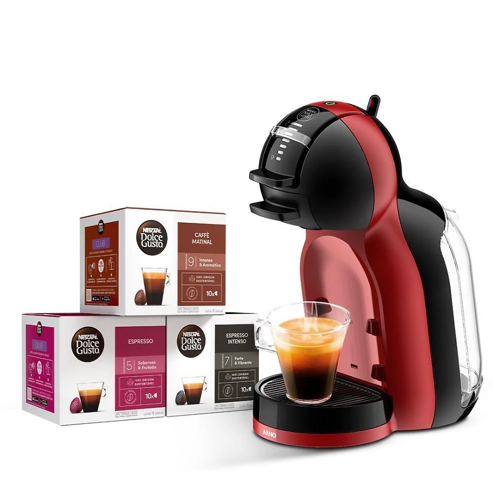 Cafeteira de Cápsulas Dolce Gusto Mini Me Vermelha e Preta com 30 Unidades 110V