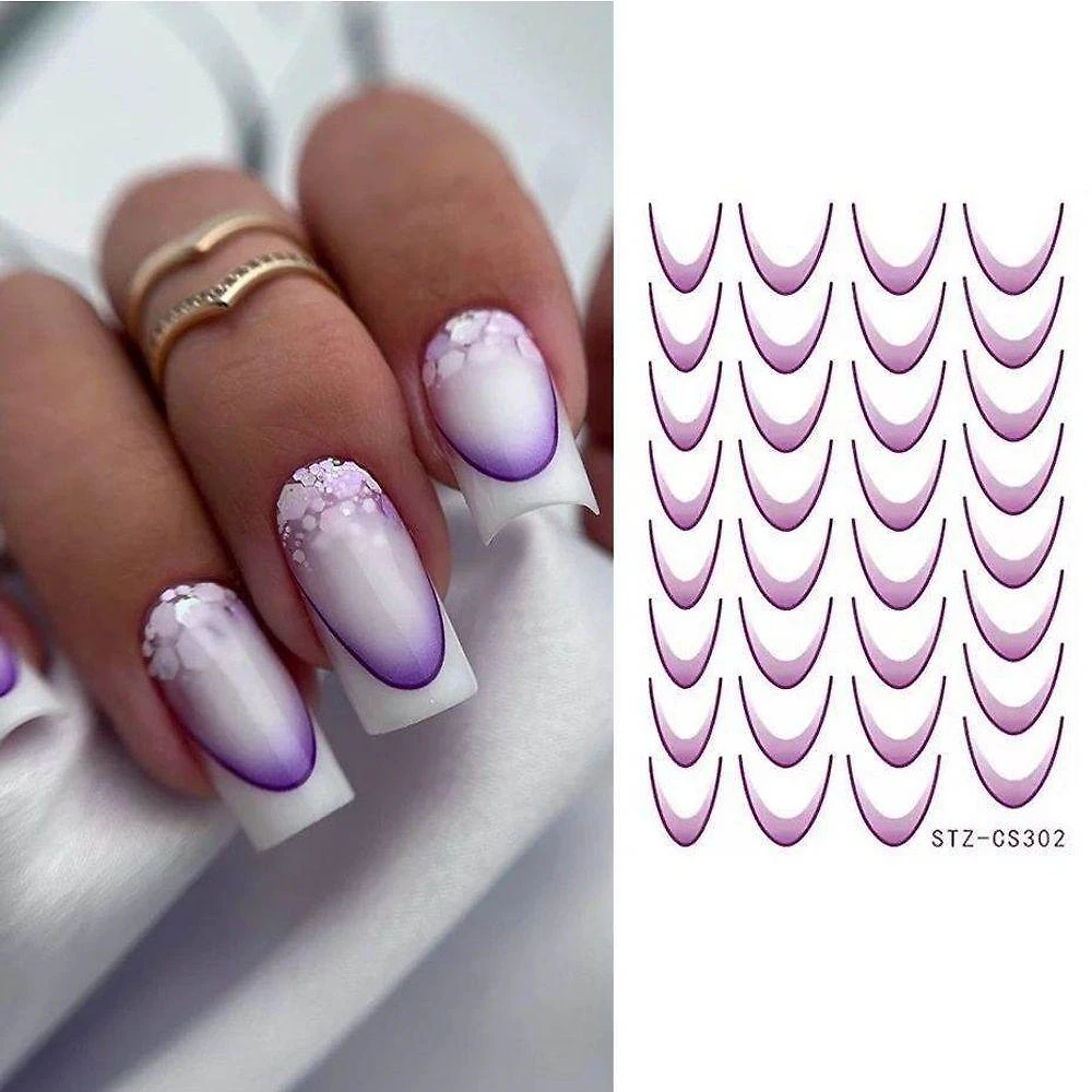 Adesivo de Unhas stz-c para Arte 3D Gradiente Francesa Diy Azul Rosa Roxo Verde OEM