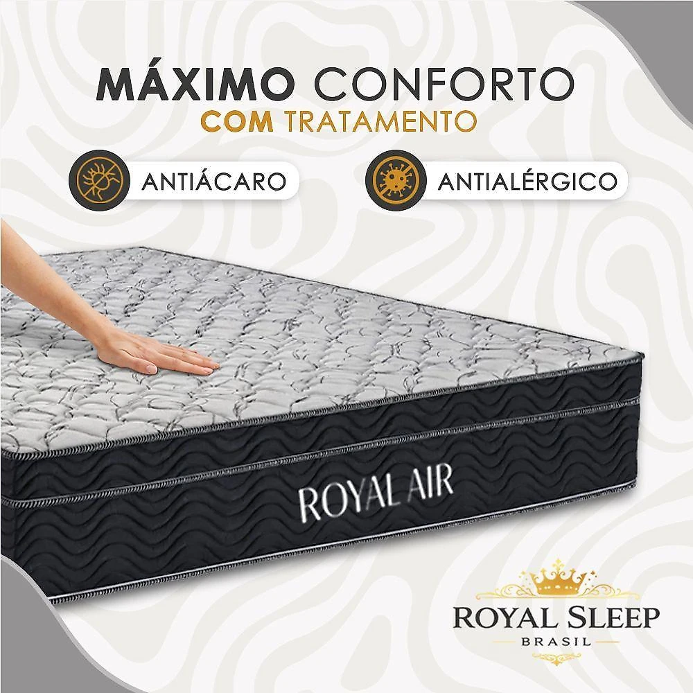 Cama Box com Baú Queen Royal Air Pillow Top Molas Ensacadas Marrom Royal