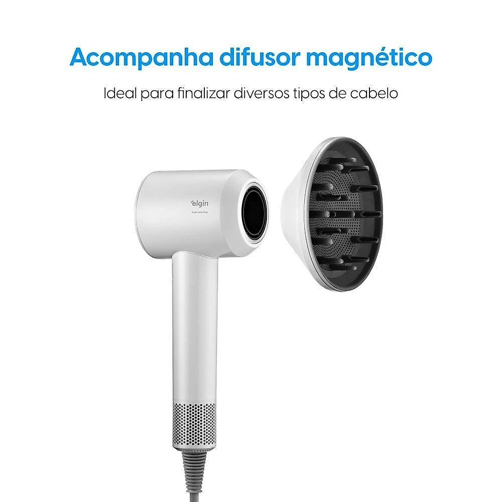 Secador de Cabelo Super Ionic Plus 1800W 3 Temperaturas Branco Elgin 220V