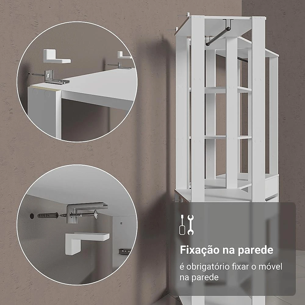 Guarda-roupa closet modulado 4 gavetas 258 cm branco valencia madesa 01