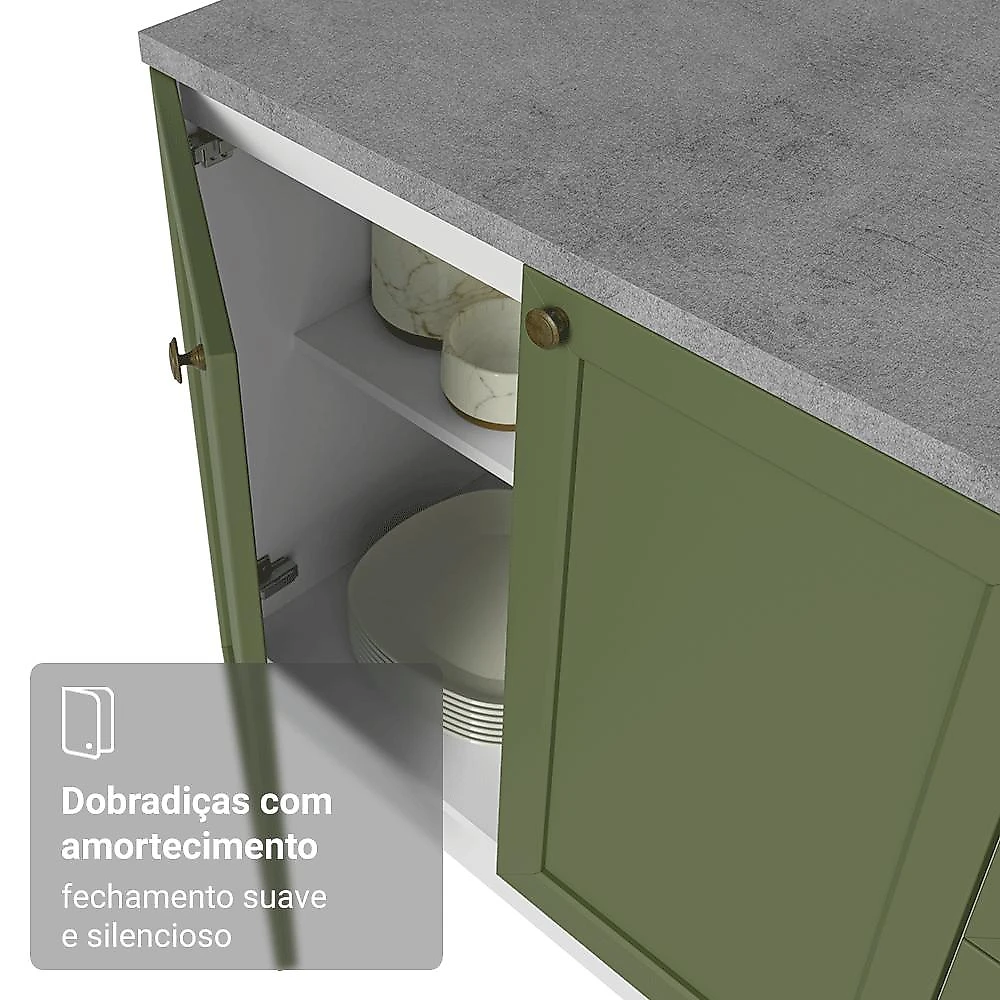 Armário de Cozinha Completa 270 cm Branco/Verde Vik Madesa 05