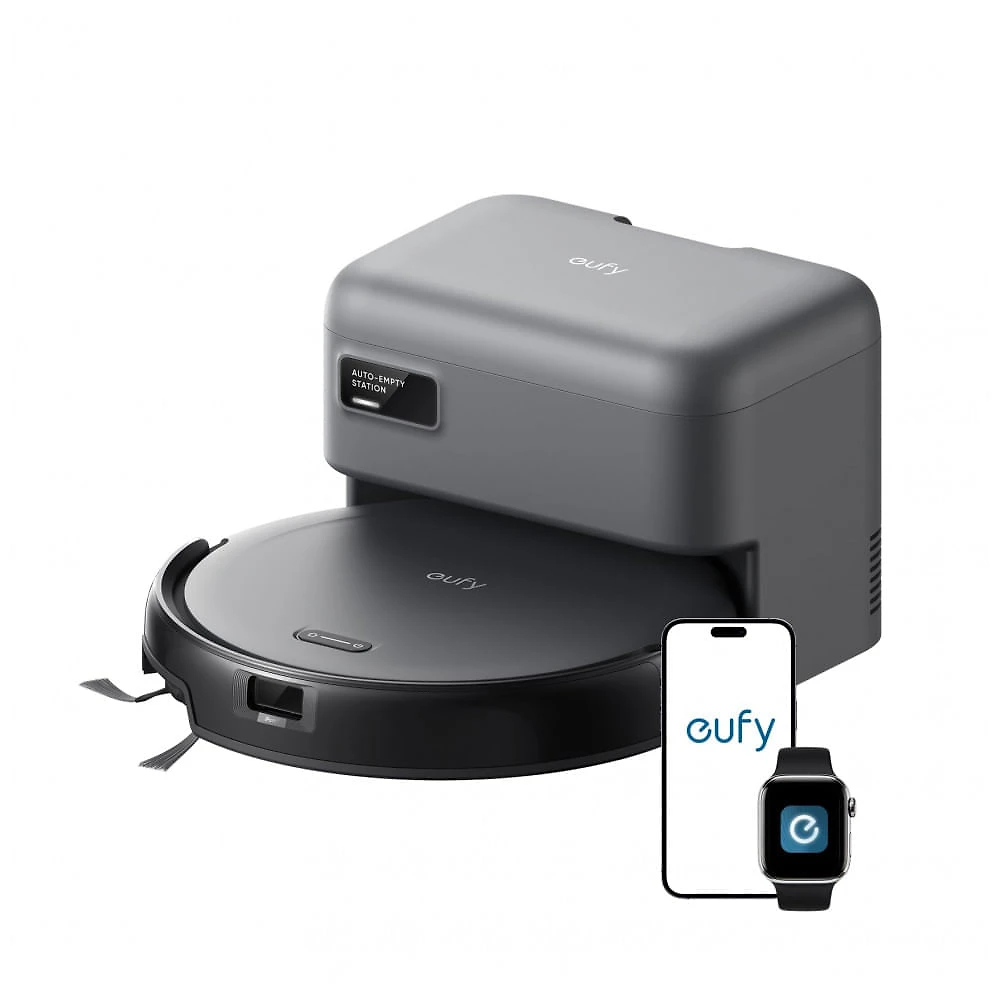 Robô Aspirador eufy C10 Preto com Base de Esvaziamento Automático Ultra Slim 7,2cm LiDAR 4000Pa 120V