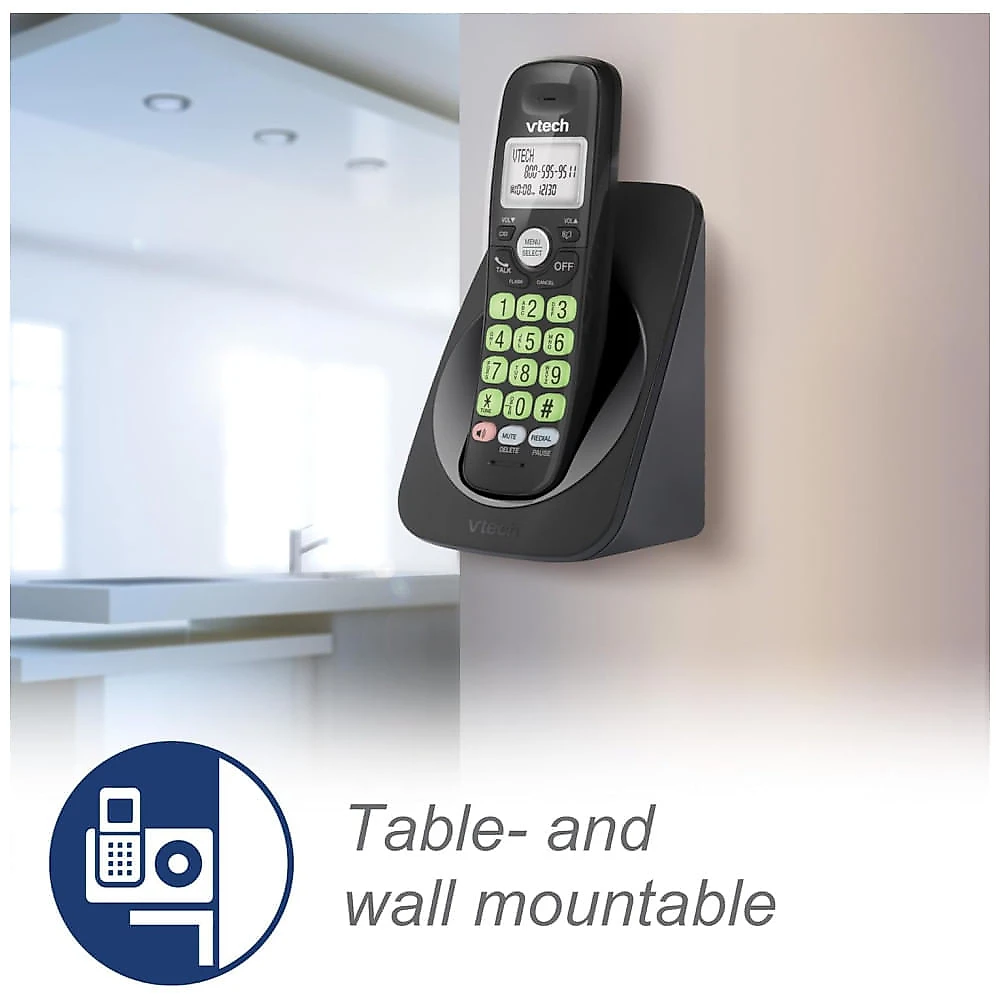 Telefone sem fio VTech VG13121 DECT 6.0 com 2 ramais, Bluetooth, Visor Azul e Branco, Teclas Grandes, Viva-voz, Identificador de Chamadas, Montagem.