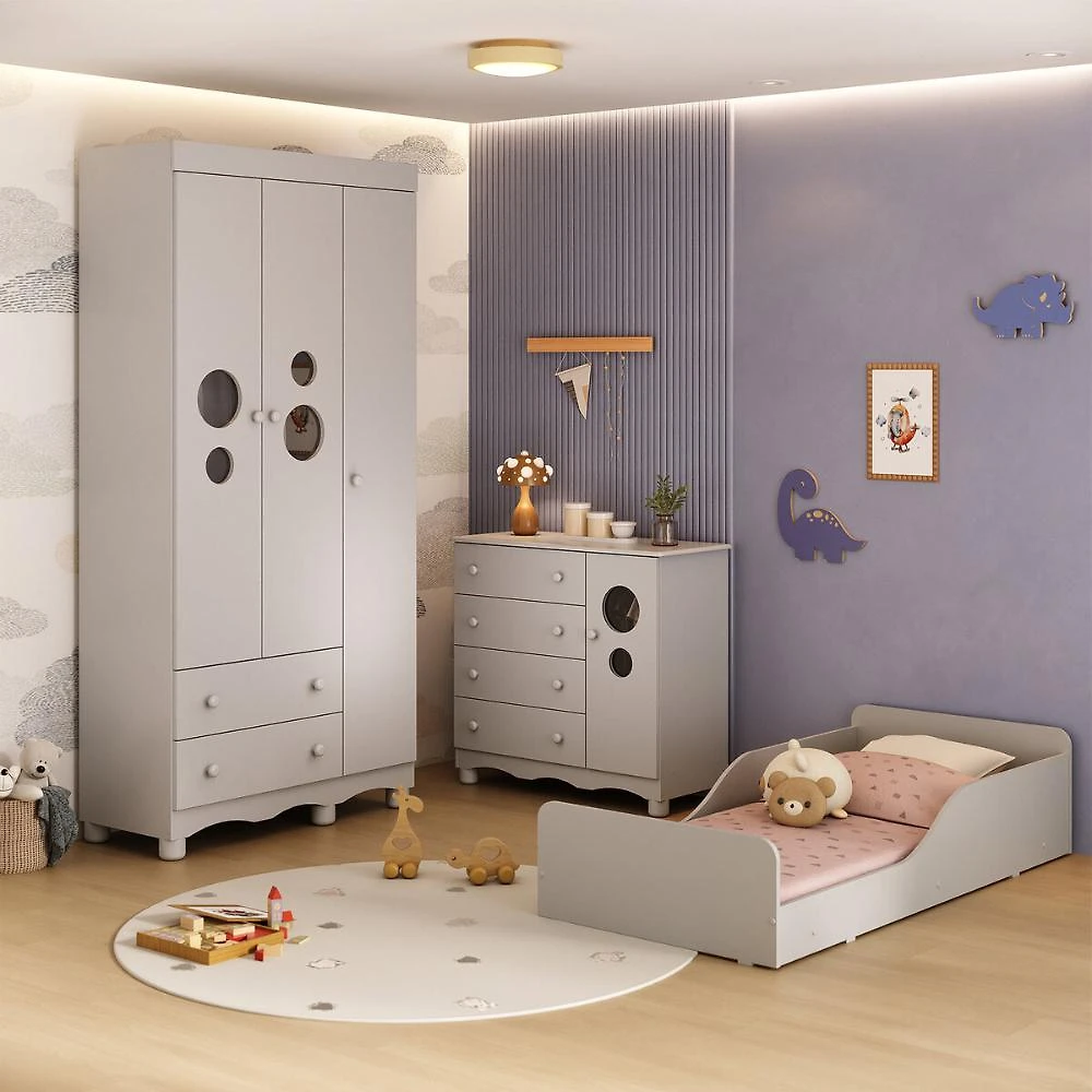Quarto Infantil Completo com Minicama Montessoriana Suspiro Multimóveis MP4888