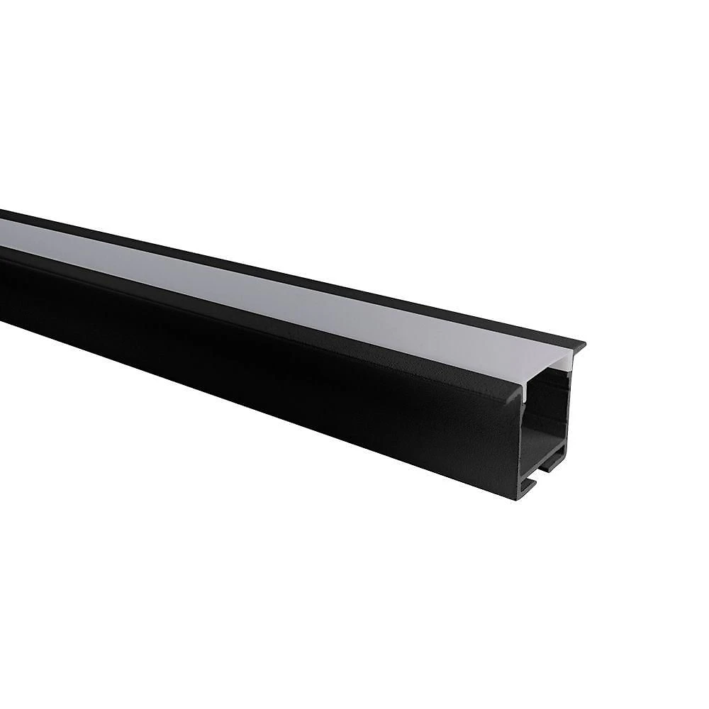 Perfil De Embutir Para Fita Led Blumenau Line Easy 36mm Com 3 Metros Preto Fosco