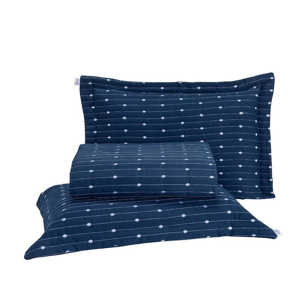 Kit Cobre Leito Queen 3 Peças Bordado Urbany Hipercal 400 Fios 100% Poliéster - Azul Marinho