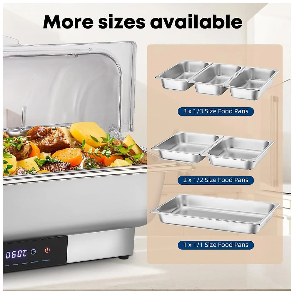 Conjunto de servidor de buffet Elétrico de Aço Inoxidável com Controle de Temperatura e Panela Tripla para Buffet