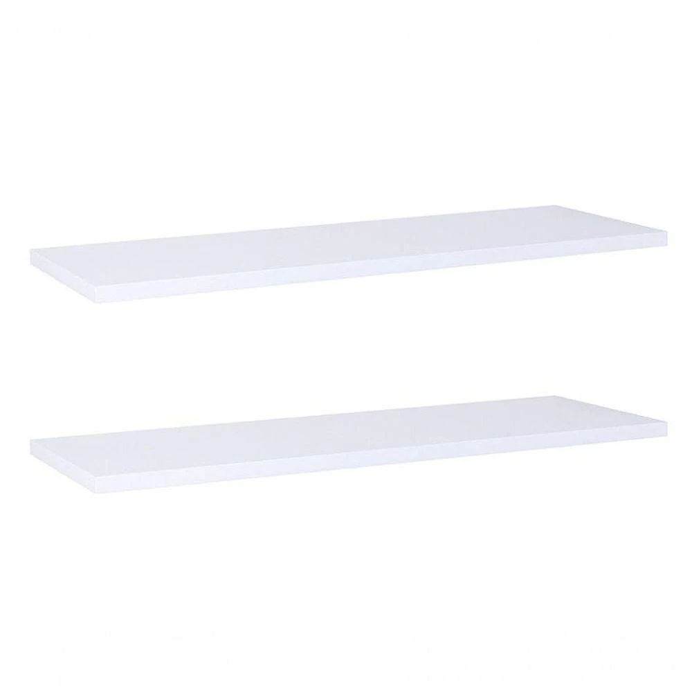 Prateleira Kit com 2 Unidades 40 X 15cm MDP Fixação Invisível Organizador Sala Branco Mercado