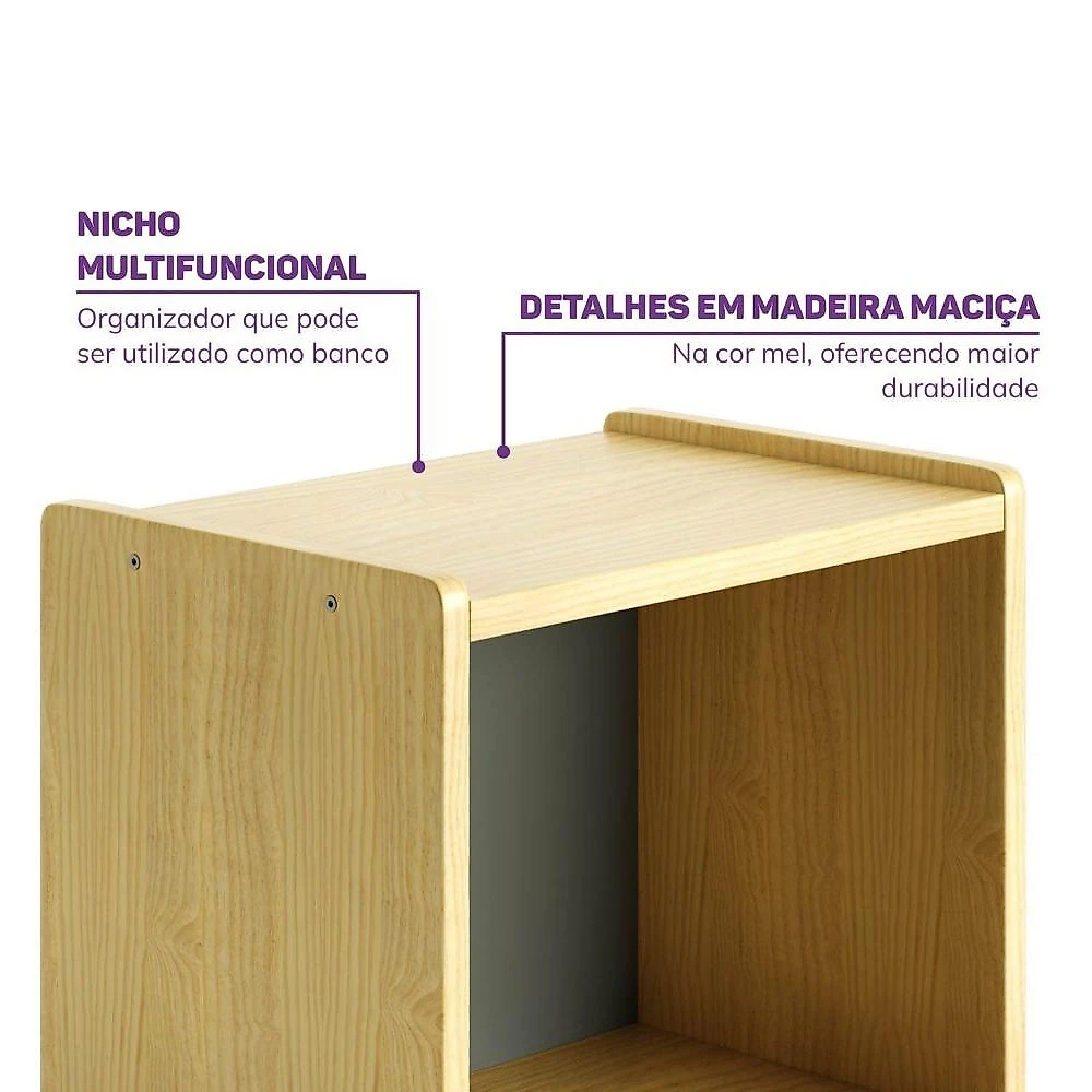 Kit Infantil Escrivaninha, Escorregador e Nicho Petit Casatema MadeiraOriginals Natural/Verde