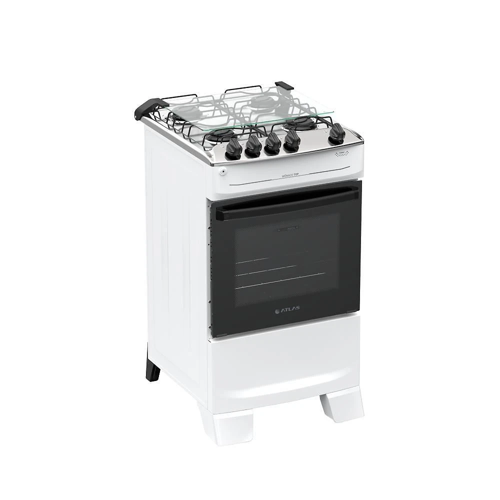 Fogão 4 Bocas Atlas Mônaco Top Mesa De Inox A Gás Bivolt Branco