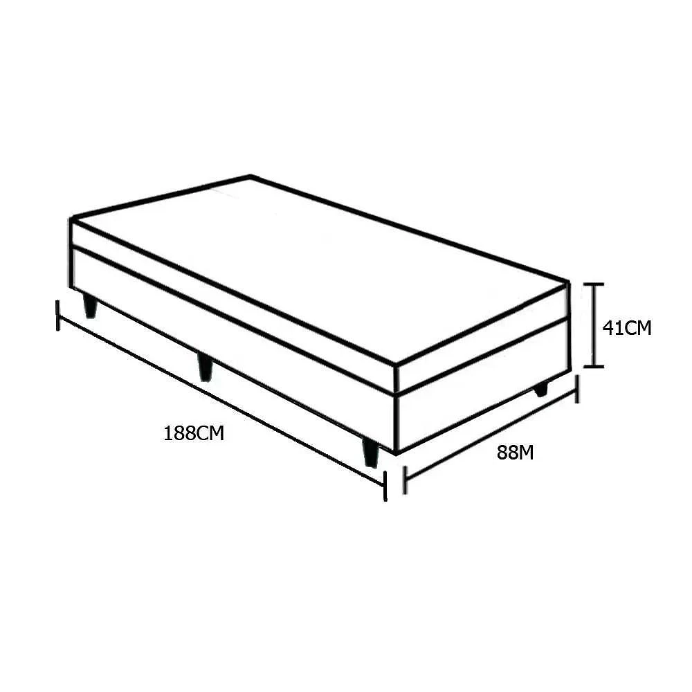 Cama Box Baú Solteiro Cinza Suede 88x188