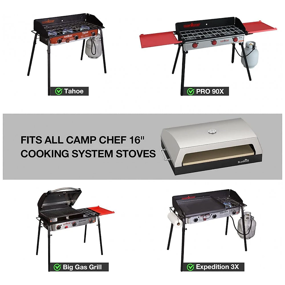 Forno de Pizza Stanbroil L022-16-SS a Gás para Camp Chef 40,6 cm 2 Queimadores Pedra Refratária Externo