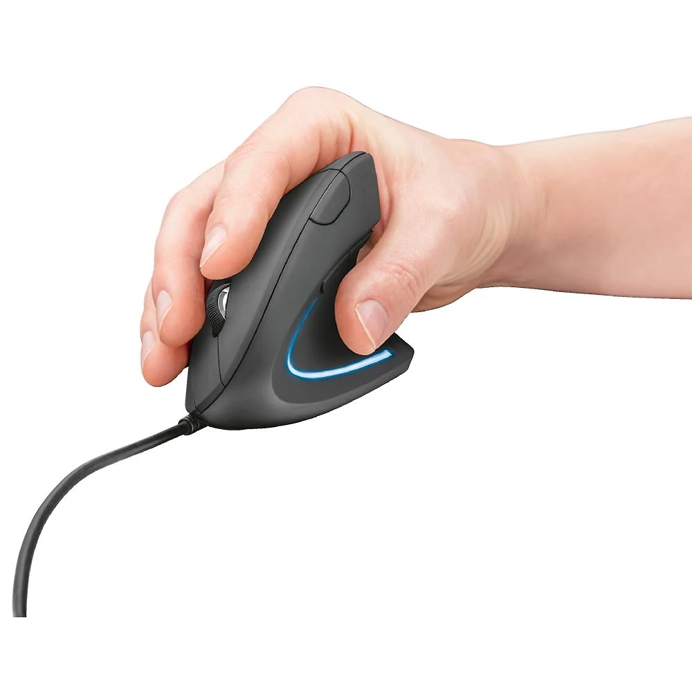 Mouse Trust Vertical Ergonômico Verto, LED Azul, 6 Botões - 22885