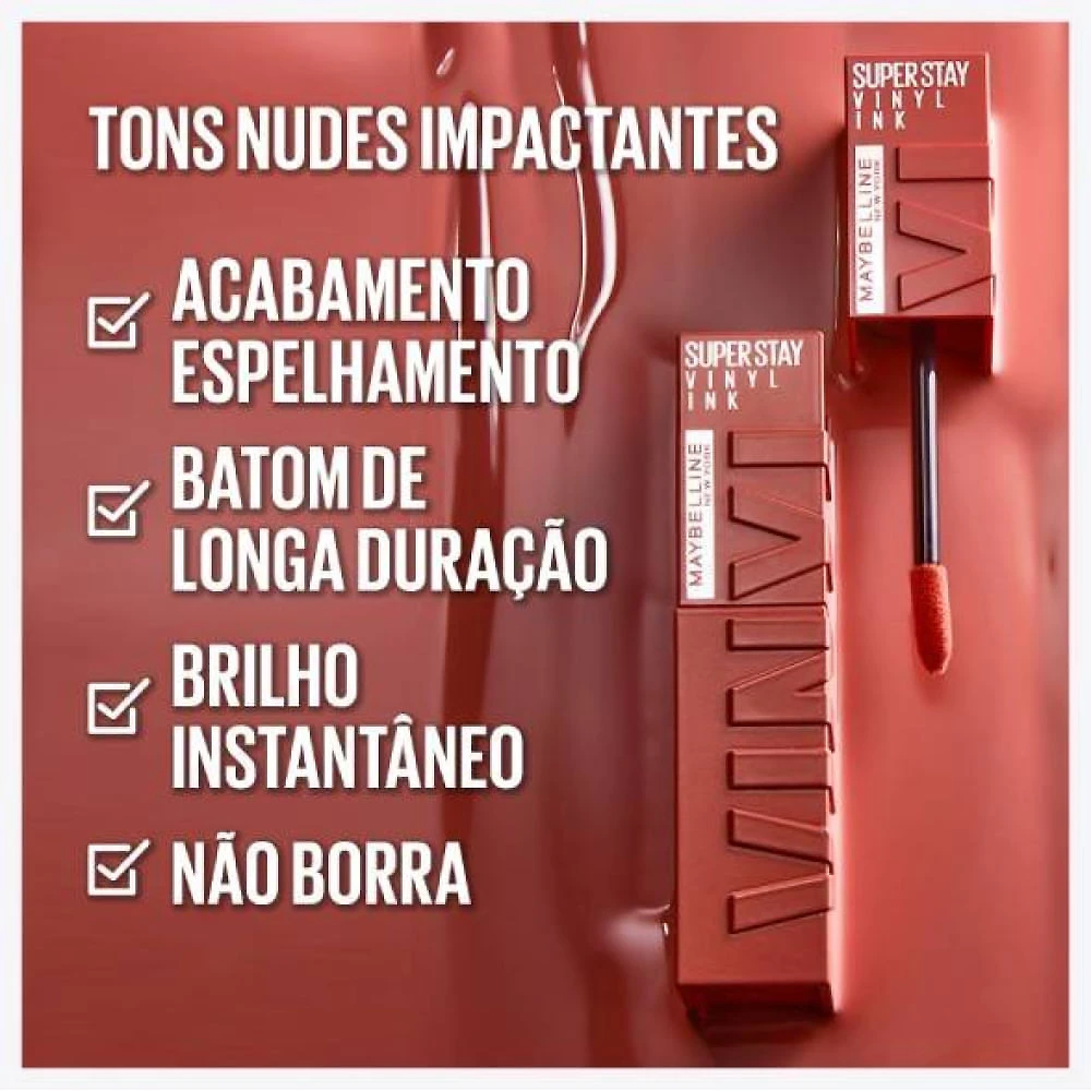 Miniatura Batom Líquido Longa Duração Maybelline Ny Super Stay Vinyl Ink Punchy 4.2ml