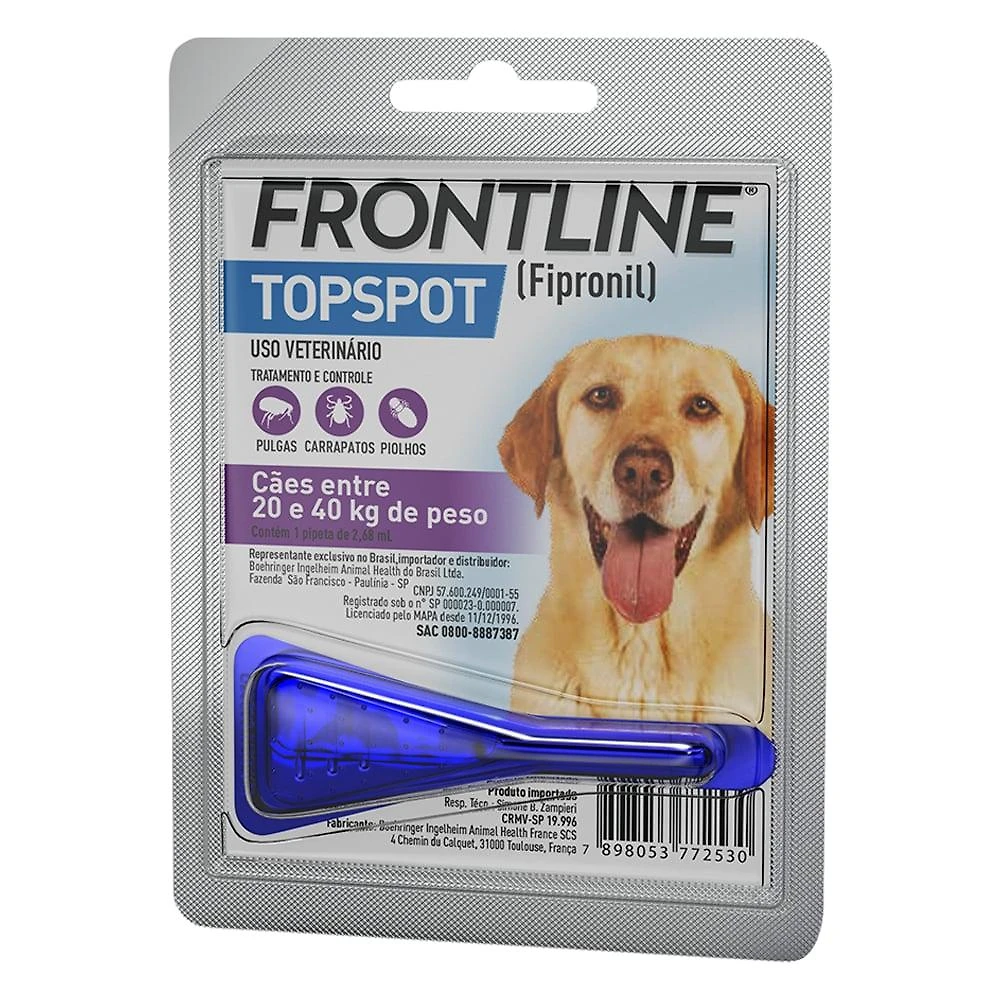 Antipulgas e Carrapatos Frontline Top Spot - Cães de 20 até 40 Kg