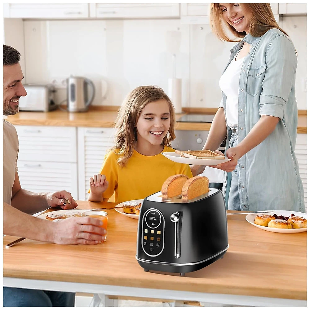 Torradeira 2 Fatias com Painel Digital, Recursos para Bagel e 6 Nveis de Tostagem, 110V 800W, Keenstone, Preta 110v
