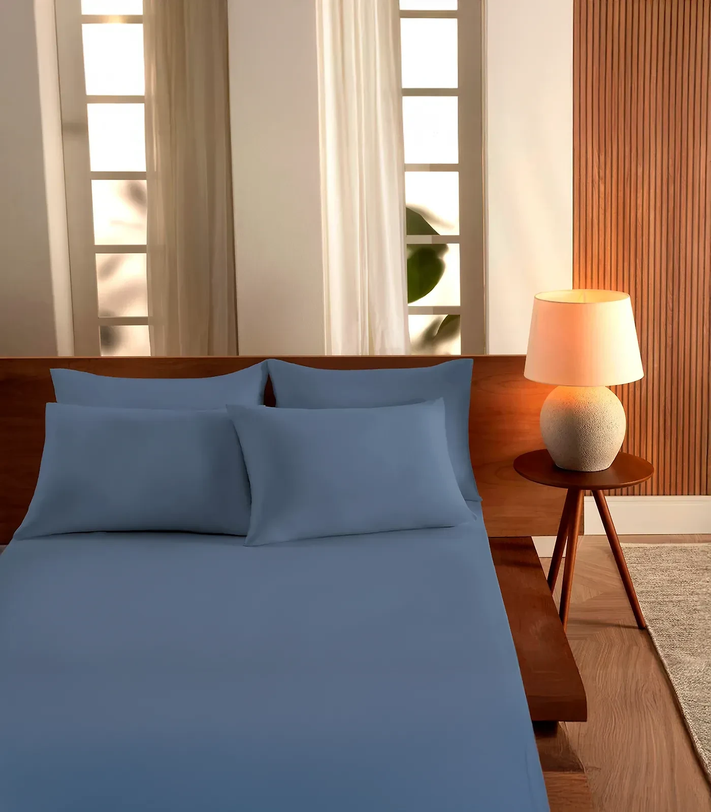 Jogo De Cama King 3 Peças Liso Vivaldi Azul