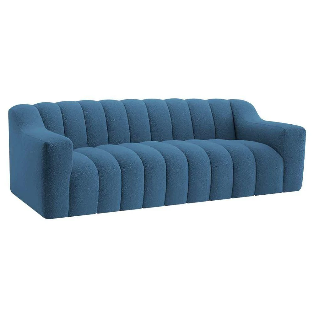 Miniatura Sofá 2 Lugares Luxo Recepção Escritorio Sala Elegance 180cm Linho Cor Azul Royal
