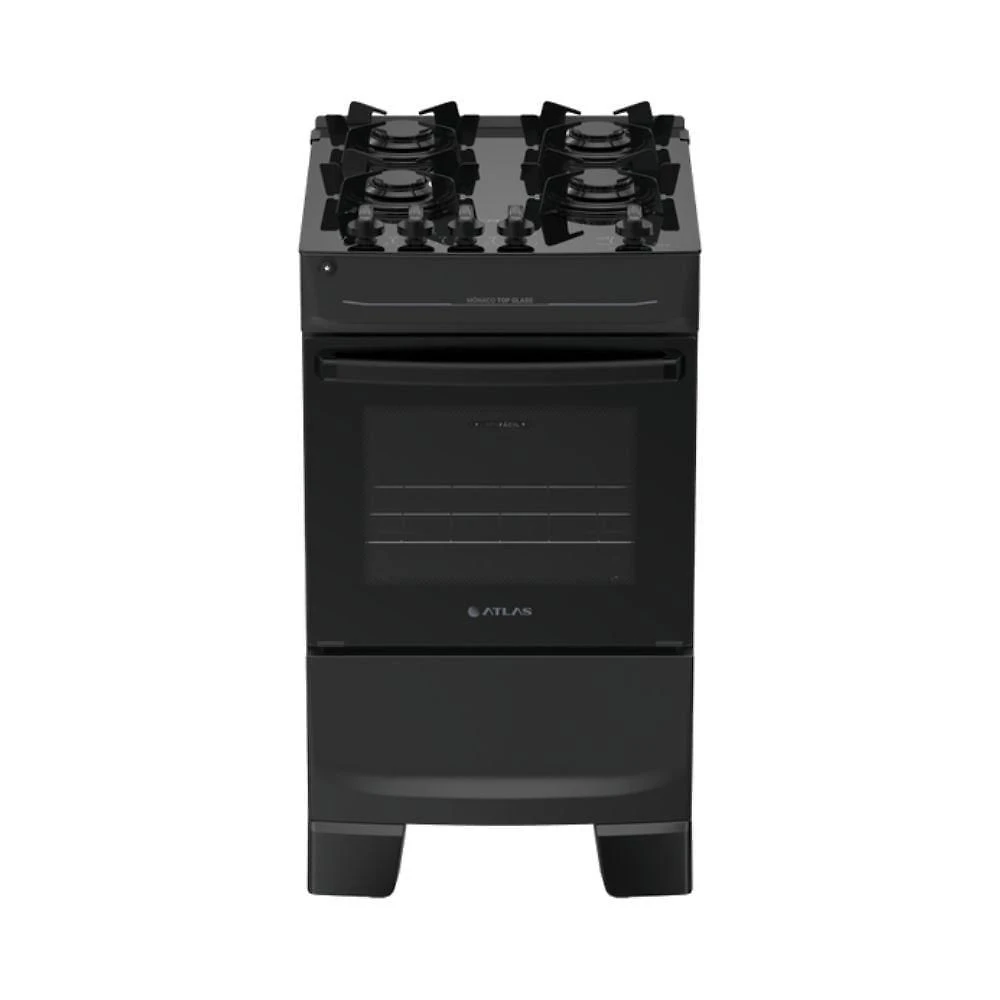 Fogão Monaco Top Glass New 4 Boca Atlas Preto Bivolt