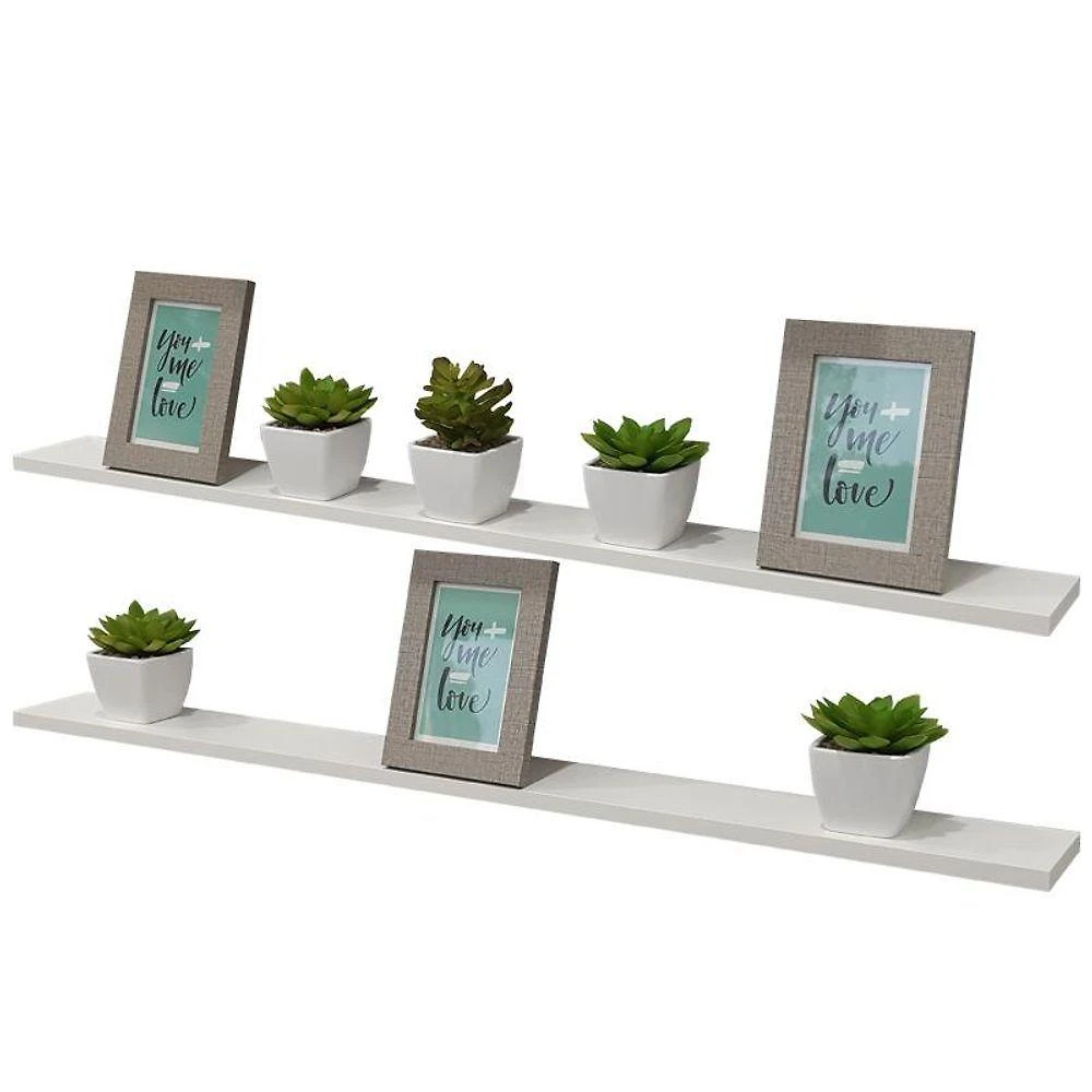 Kit 2 Prateleiras Crie Fácil 100X15CM MDP Suporte Invisível Moderno Sala Branco Mercado