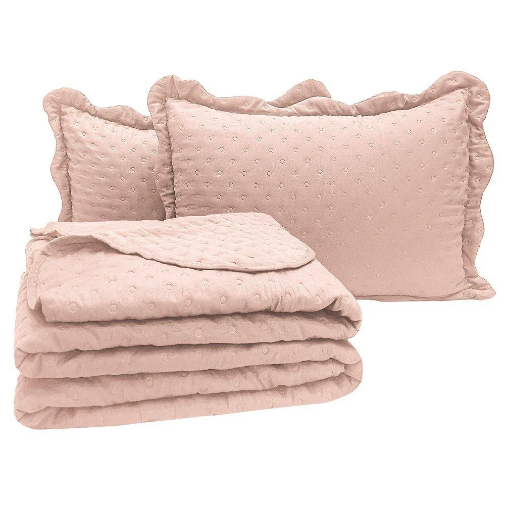 Cobre Leito King Bold Dupla Face 300 Fios 3 Peças - Rose