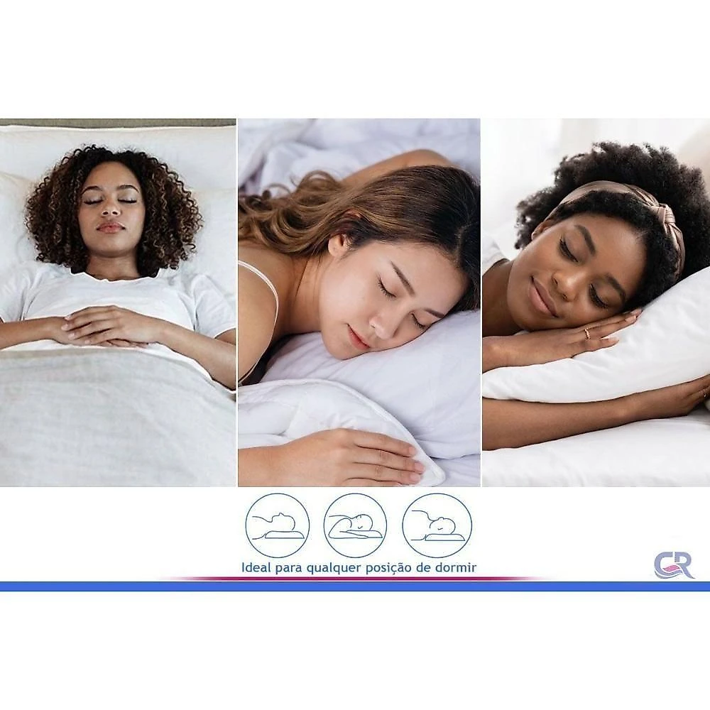 Kit 4 Travesseiros Sleep Flocos Anatômico Látex 45x65x16CM Branco Colchões Castor