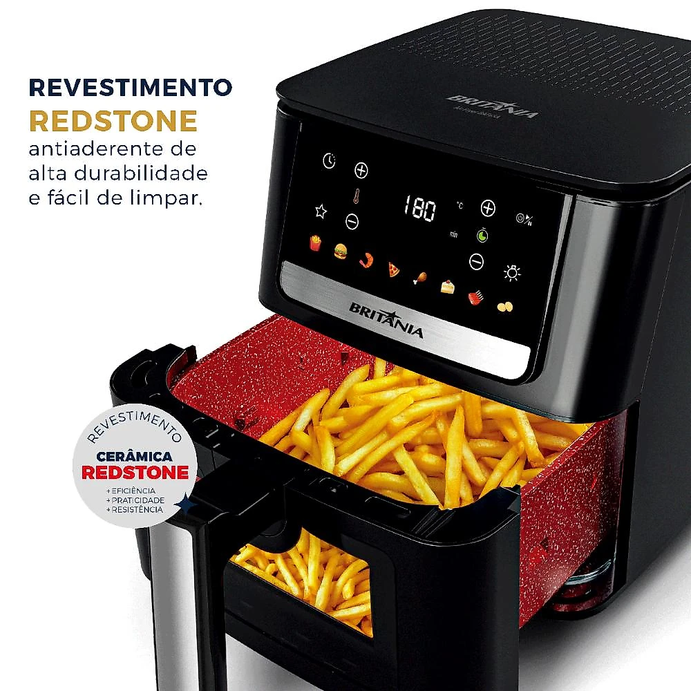 Air Fryer Britânia 6,5L Cesto Quadrado Redstone 1700W BAF65A 127V