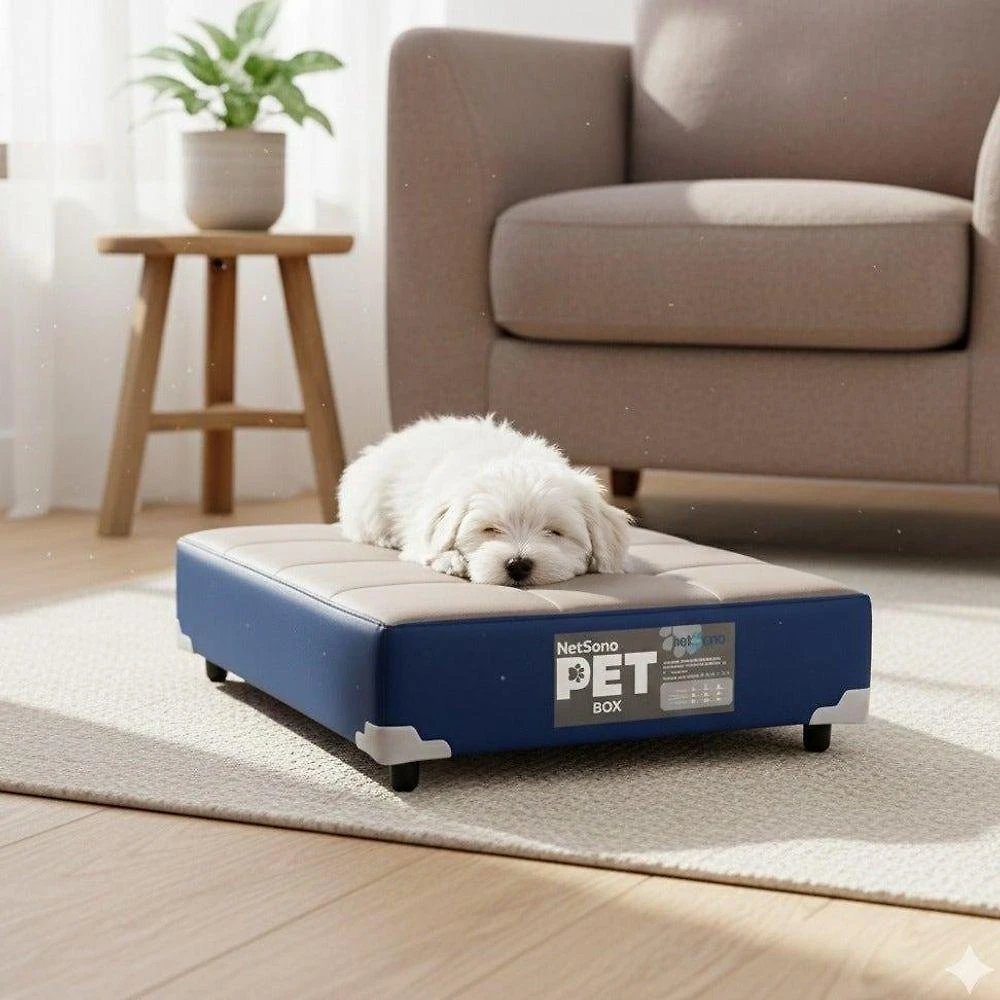 Cama Pet Netsono Cinza e Azul Cachorro Pequeno Espuma D20 60x40x12cm