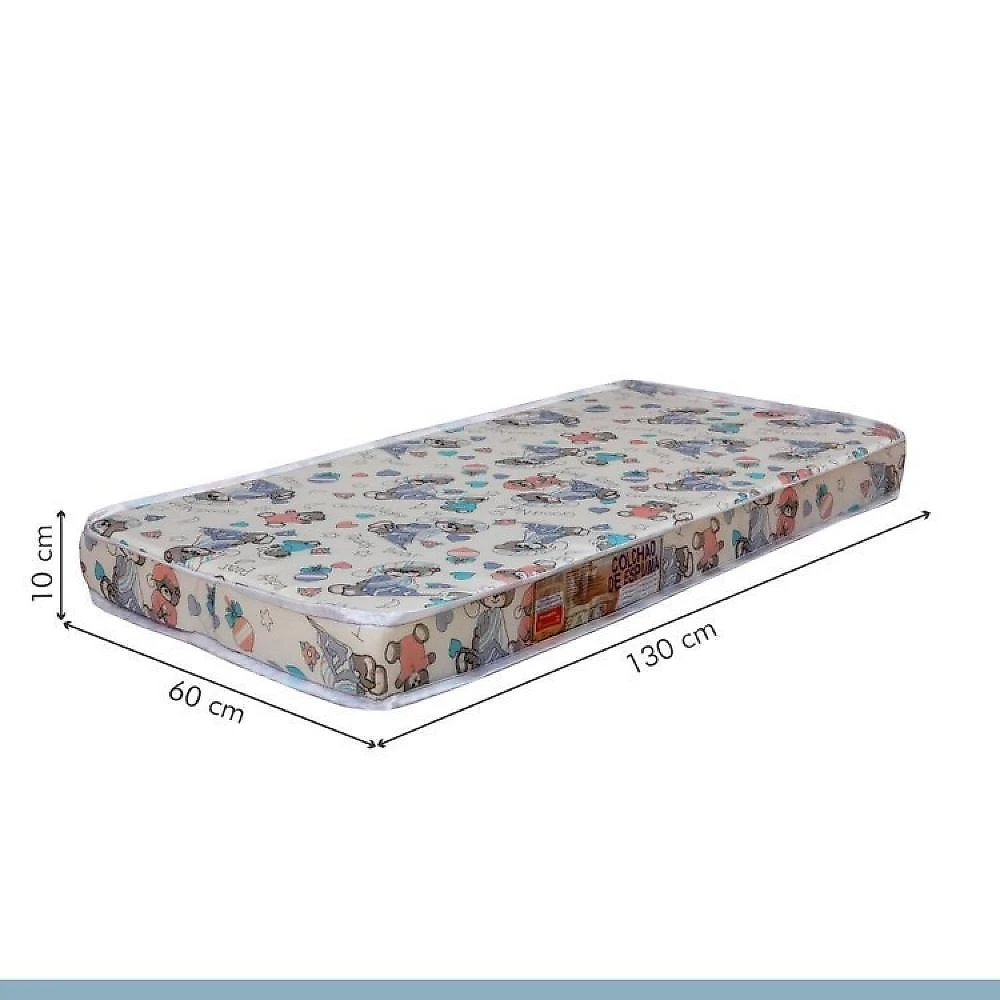 Quarto de Bebê com Berço Mini Cama 100% Mdf com Colchão Life e Cômoda 4 Gavetas 1 Porta Fly 100% Mdf Branco