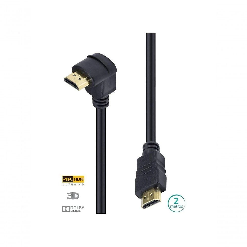 Cabo Hdmi 2.0 4k Ultra Hd 3d Conexão Ethernet Com 01 Conector 90º 2 Metros - H2090-2