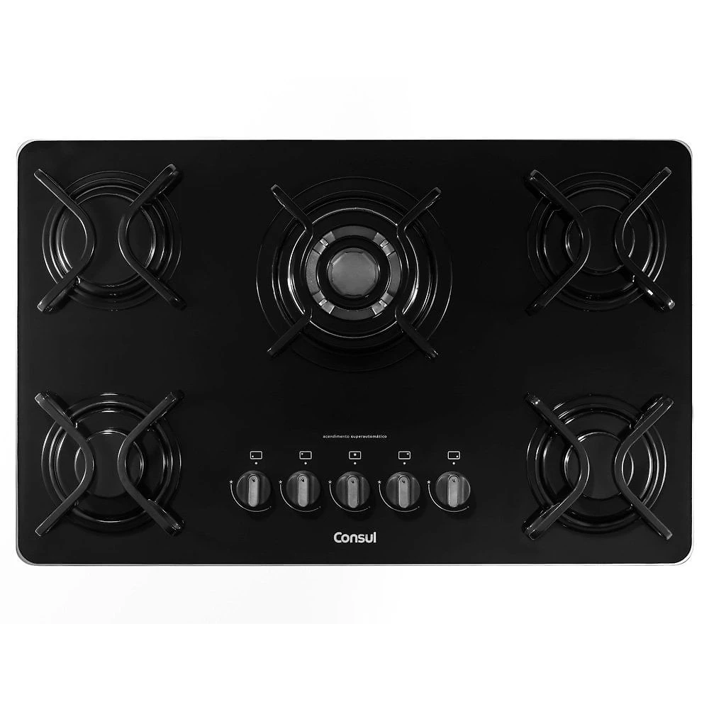 Miniatura Cooktop a Gás 5 Bocas Consul Quadrichama CDD75AE Preto - Bivolt