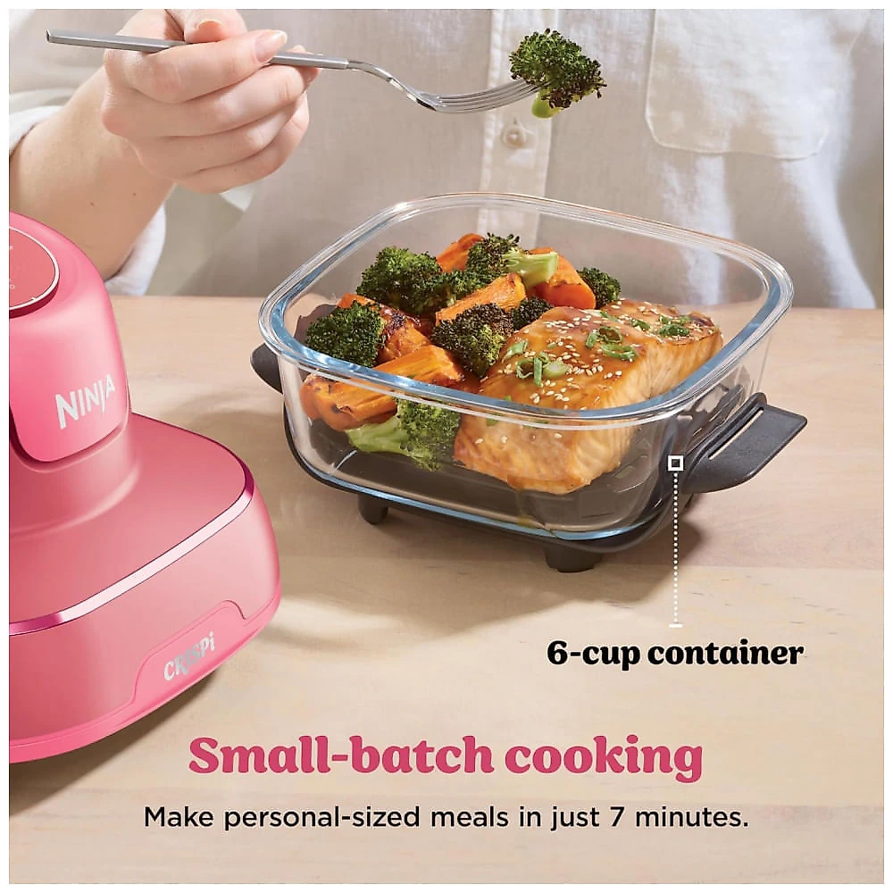 Ninja Air Fryer Crispi Fritadeira 4 em 1 Sistema de Cozimento Portátil 3,78 litros, 6 Copos de Vidro, Pratos Crocantes