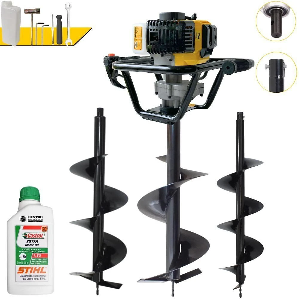 Perfurador de Solo PSL517 à Gasolina 51,7CC 1,8HP com Brocas 80X20CM e 80X25CM Lynus