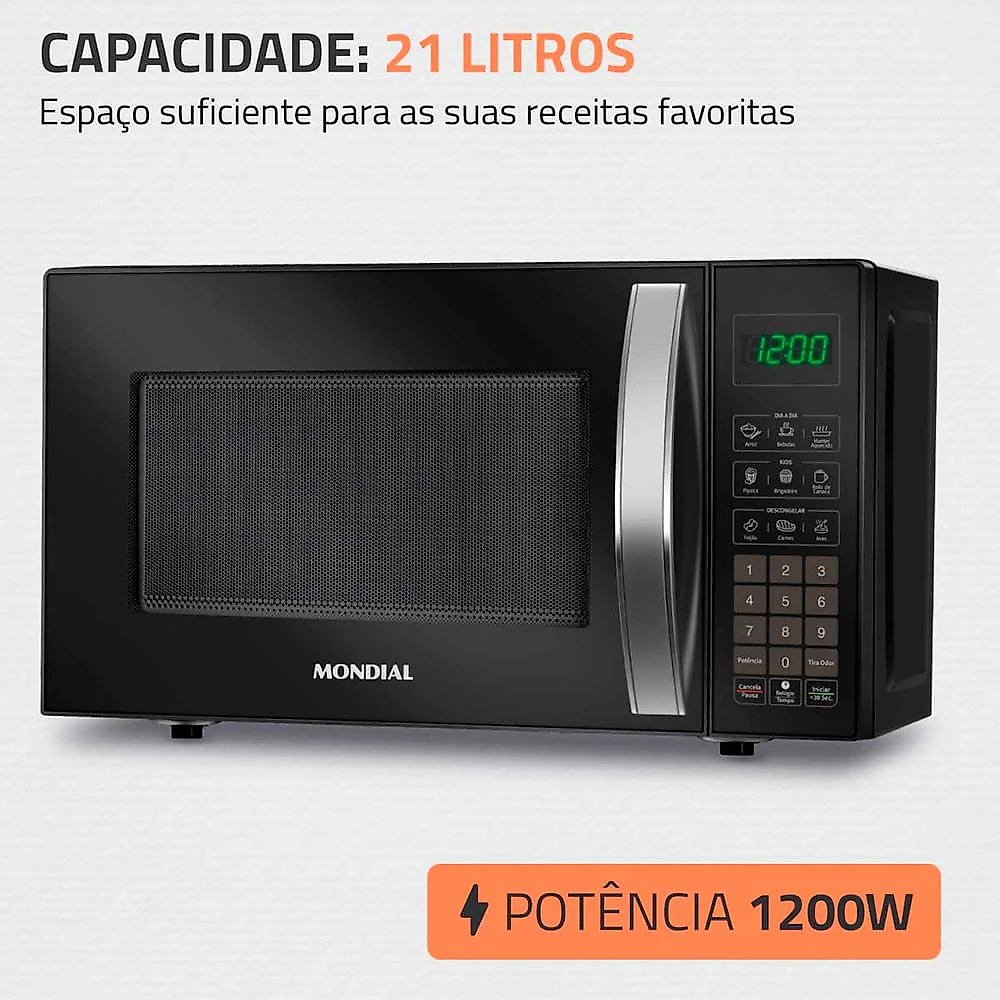 Micro-ondas Mondial MO-01-21-B 21 Litros 1200W Preto - 110V