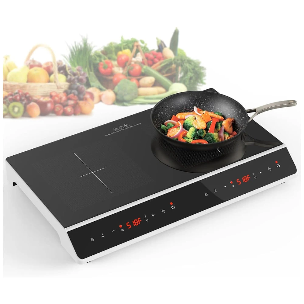 Cooktop de Indução Elétrico com 2 Queimadores, Controle Digital, 10 Níveis de Temperatura e Trava de Segurança, 110V 4000...