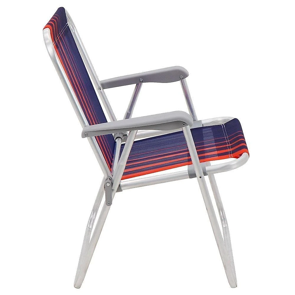 Kit 08 Cadeiras E Praia Tramontina Samoa Alta Em Alumínio Com Assento Azul Escuro E Laranja 92900000