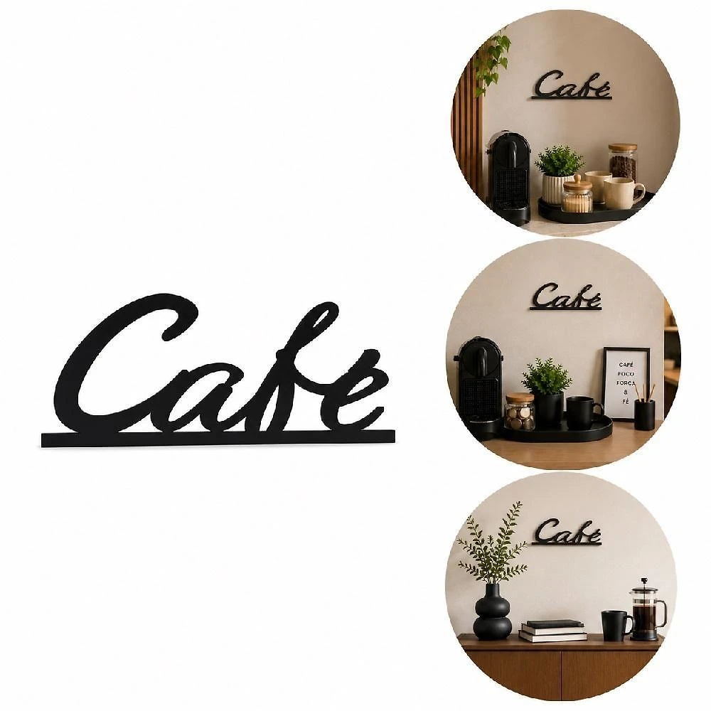 Placa Decorativa Cafe Cantinho do Cafe Vintage Mdf 20x7cm para Parede Cozinha Area Gourmet