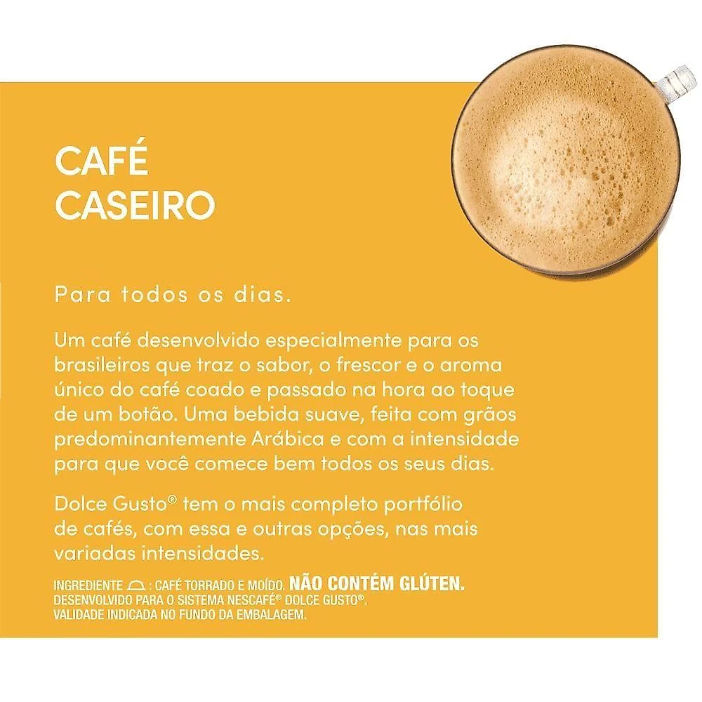 Café em Cápsulas Nescafé Dolce Gusto Café Caseiro Caixa com 10 Unidades