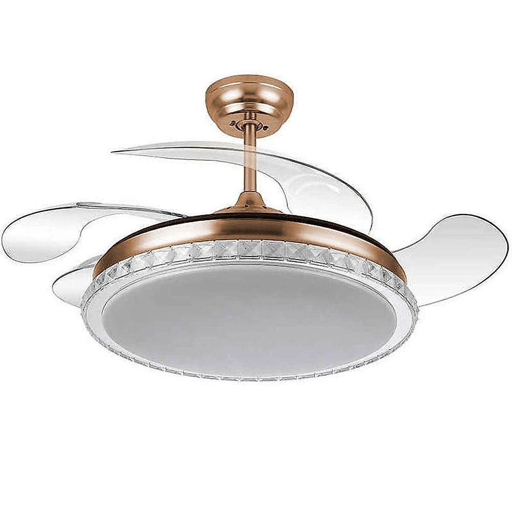 Ventilador de Teto com LED Economia Solar 60W 50CM 4 Pás 6 Velocidades Branco FL03 Cristal Bivolt
