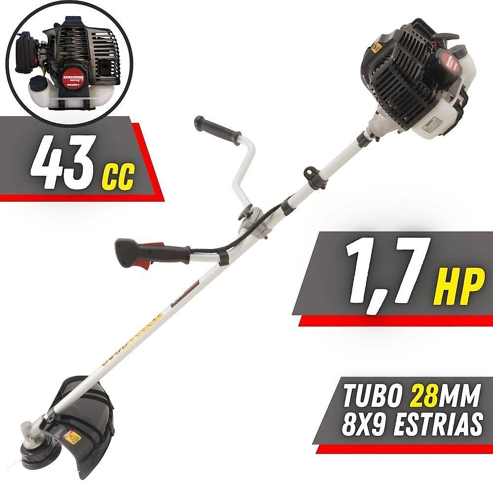 Roçadeira Profissional Lateral Kawashima Kw43le À Gasolina 43cc 1,7hp Com Faca 3 Pontas + Faca 2 Pontas Duraline 330mm