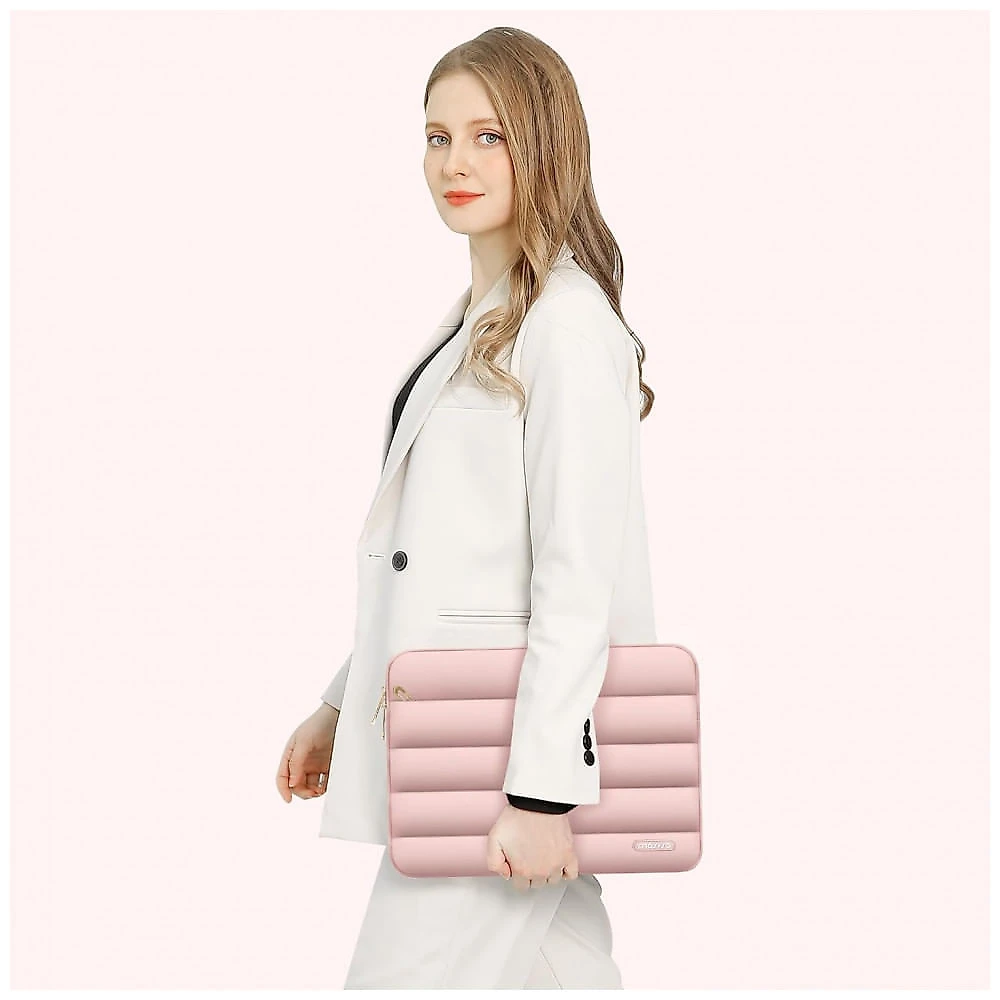 MOSISO Sleeve 15-15.6" para Laptop 16" Compatível com MacBook Pro 16, HP, Dell, ASUS, Acer, Lenovo, Bolsa de Poliéster com Estojo Pequeno, Rosa