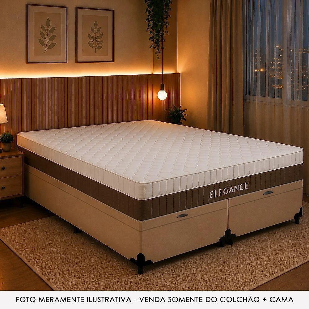 Cama Box com Baú King Elegance Euro Pillow Molas Ensacadas Bege Royal