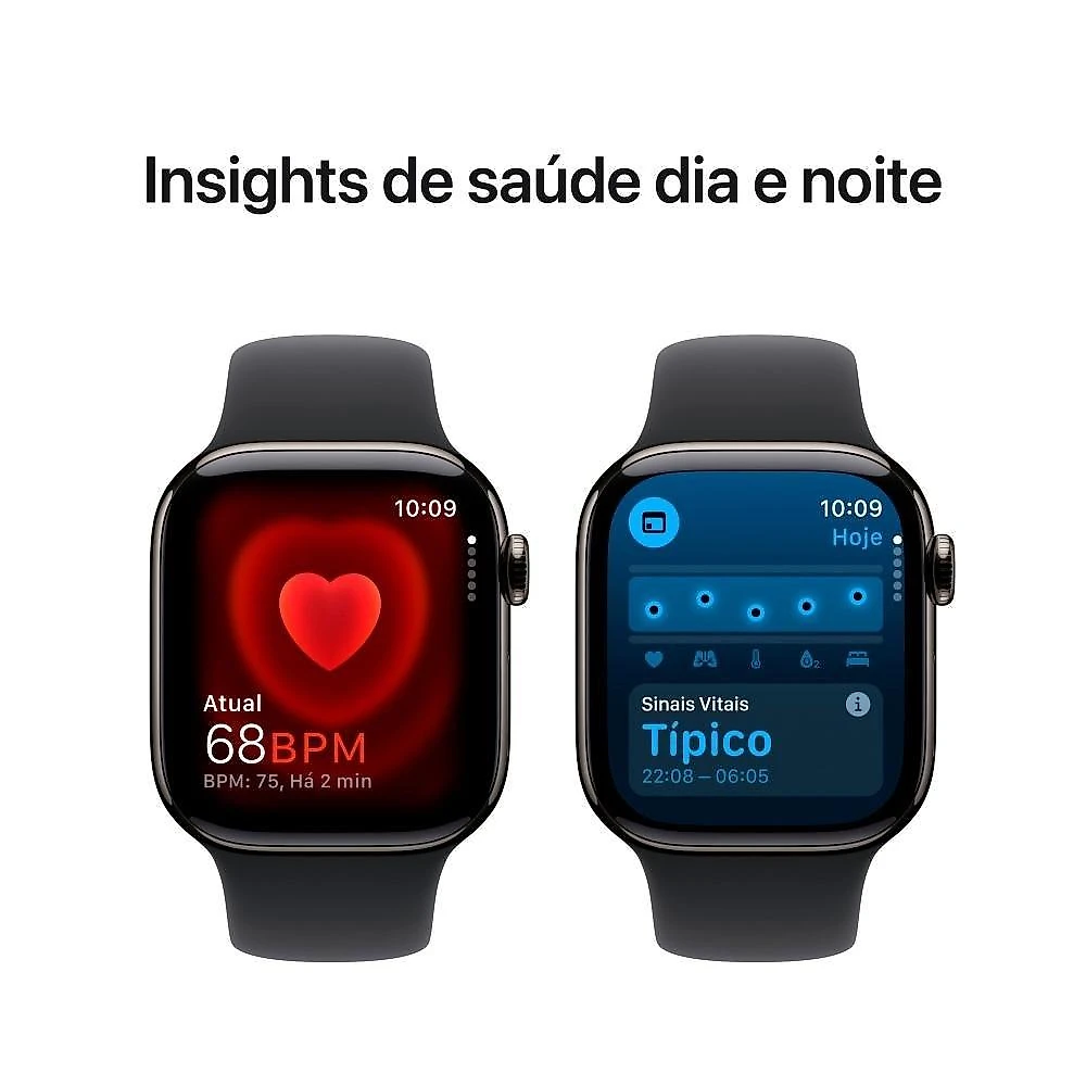Apple Watch Series 10 GPS + Cellular, Caixa Ardósia de Titânio de 42 mm, Pulseira Esportiva Preta, Tamanho P/M - MWXG3AM/A