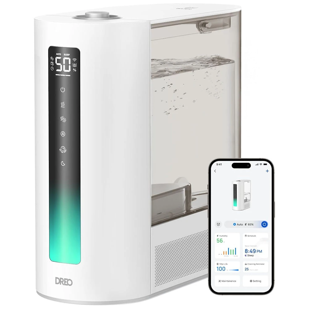 Umidificador de Ar Dreo 6 Litros para Quarto, Tecnologia Warm Cool Mist, Até 60h de Funcionamento Silencioso, Sensor de Umidade, Ideal para Bebês e